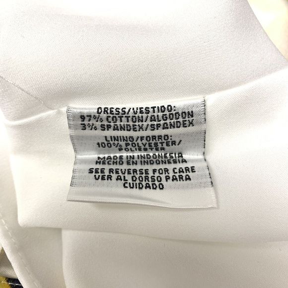 Chetta B Dress Womens Size 2 Fit & Flare Sleeveless Navy Blue Yellow Cotton NWT - Picture 8 of 8